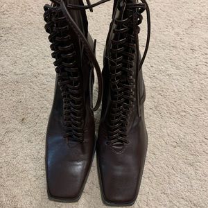 Zara REAL LEATHER chocolate brown ankle booties. Brand new, never worn.